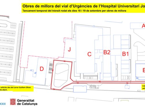Pas alternatiu a Urgències de l’Hospital Joan 23 per obres de millora els dies 18 i 19 de setembre